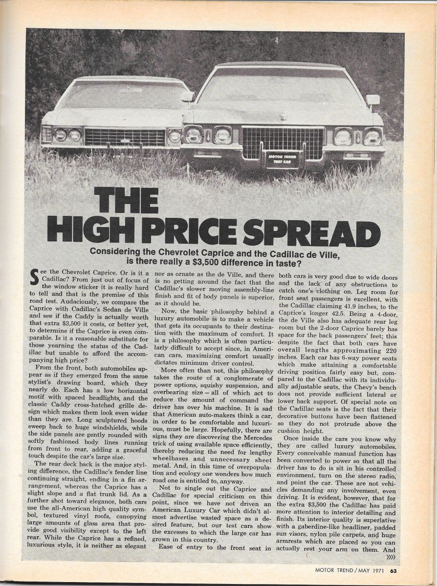 Vintage MT Comparison: 1971 Cadillac DeVille versus 1971 Chevy Caprice - Rise of the Chevrollac 8 MT0571 CadvsChevy p1