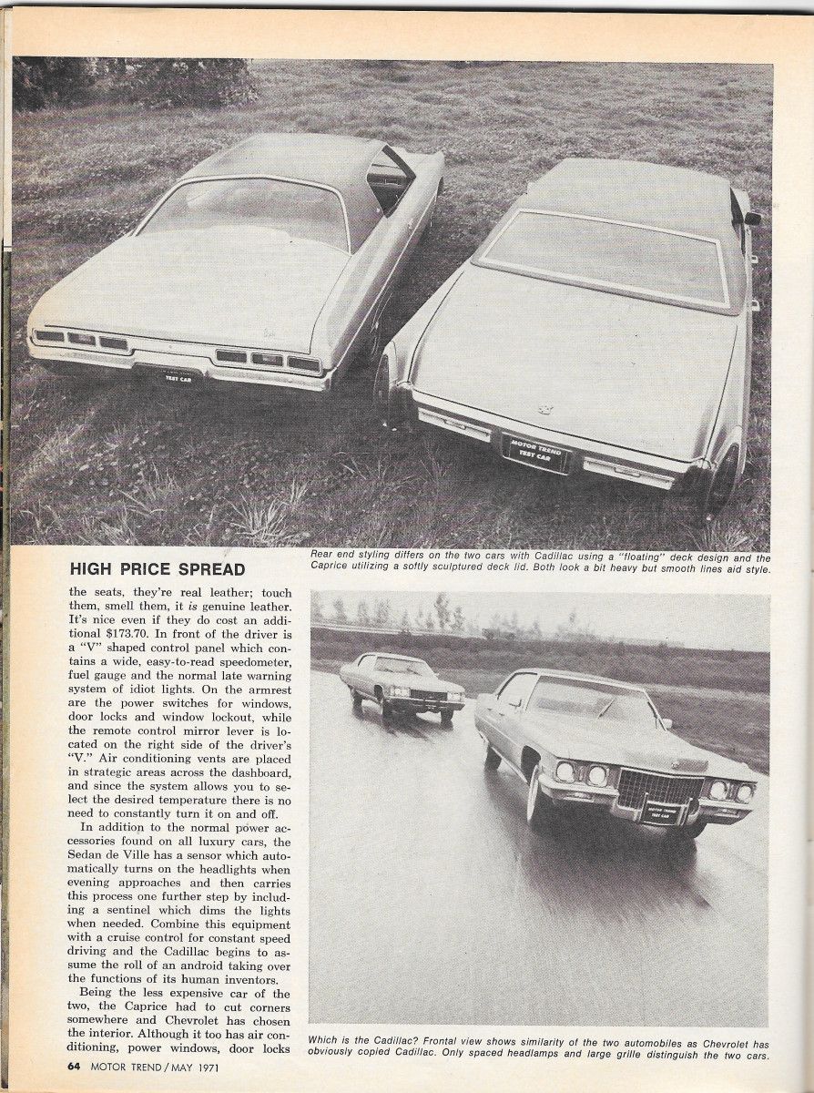 Vintage MT Comparison: 1971 Cadillac DeVille versus 1971 Chevy Caprice - Rise of the Chevrollac 9 MT0571 CadvsChevy p2