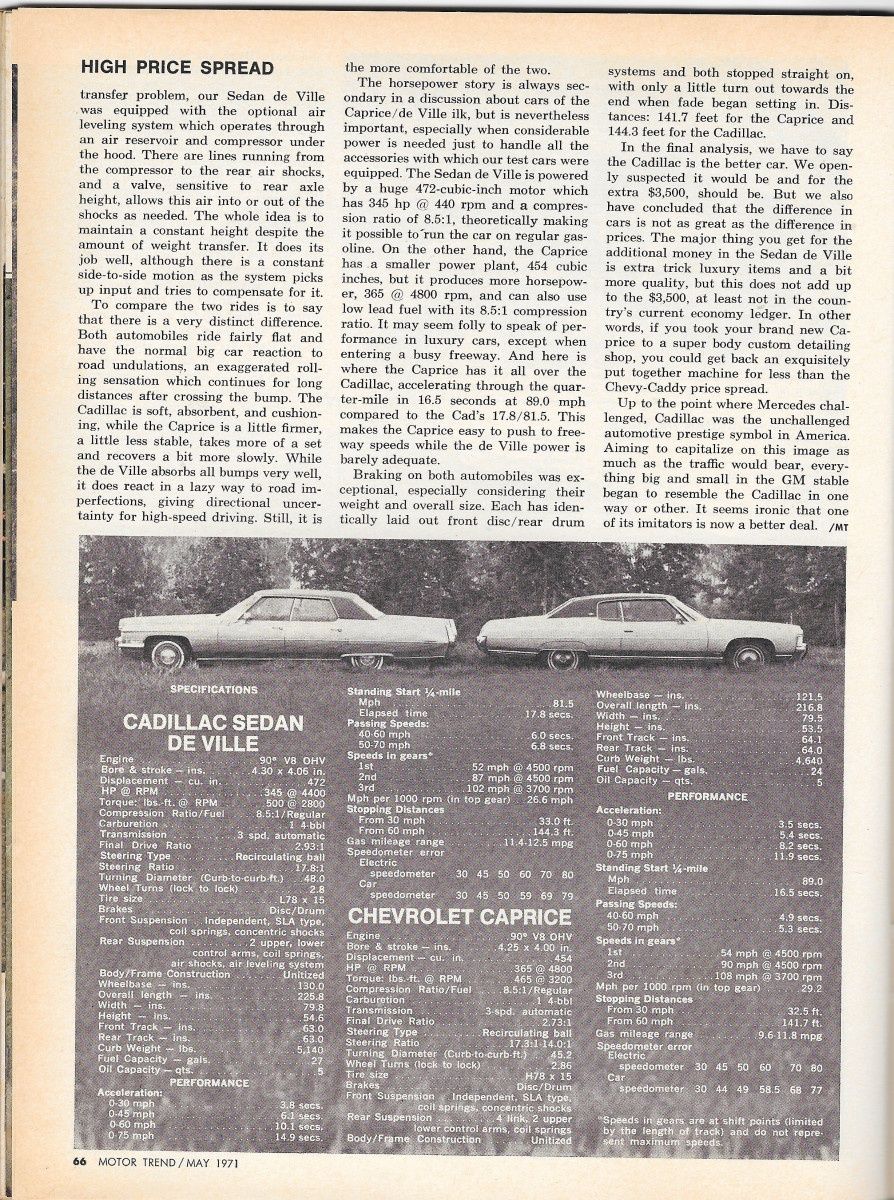 Vintage MT Comparison: 1971 Cadillac DeVille versus 1971 Chevy Caprice - Rise of the Chevrollac 11 MT0571 CadvsChevy p4