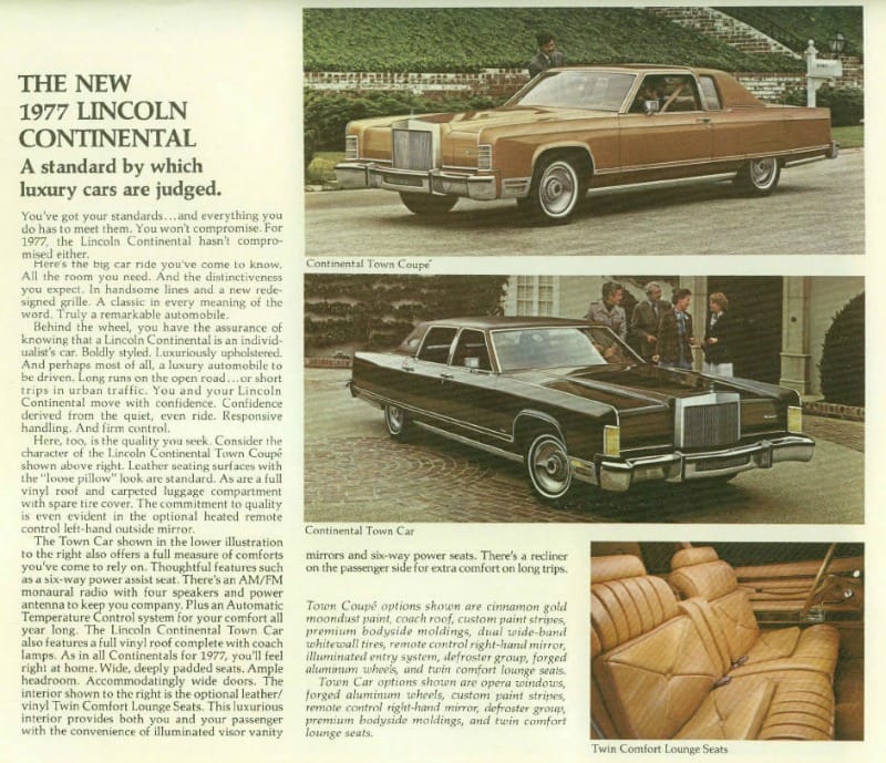 1977 Lincoln Continental Town Coupé -- 233 Inches Of 2-Door Full-Size Luxury 8 1977 Lincoln Continental Town Car & Coupé, brochure page