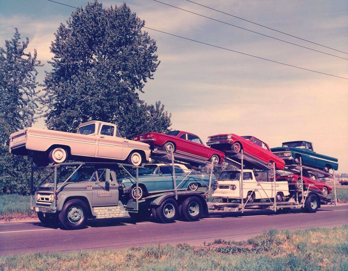 This vintage car carrier shot from 1962 looks like it could well have been a 1962 Chevy promotional shot. The full range of Chevys is accounted for: a full size [&hellip;]