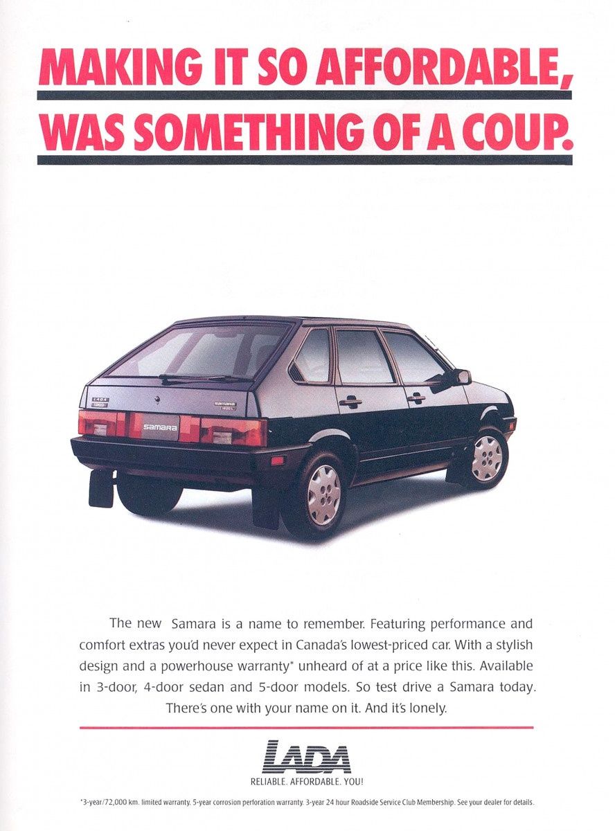 An Unlikely Story -- How Soviet Ladas Were Almost Sold In The United States 32 1995 Lada Samara brochure Canada