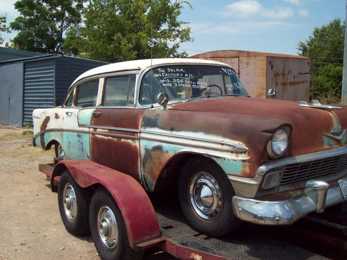 Cohort Pic(k) of the Day: The Truly Loaded ’56 Bel Air – “Factory Air, Orig. 265 Eng. With 3 Speed AND Auto” pbbell56000 found this fine old ’56 Bel Air sedan for sale somewhere in Texas, and it is really loaded. Take a look: