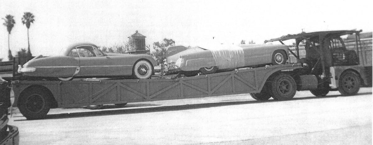 This load on a knocked-down carrier is intriguing. It’s a pair of cars from the early ’50s, and unidentified. They look very much like custom one-offs, which was a big [&hellip;]
