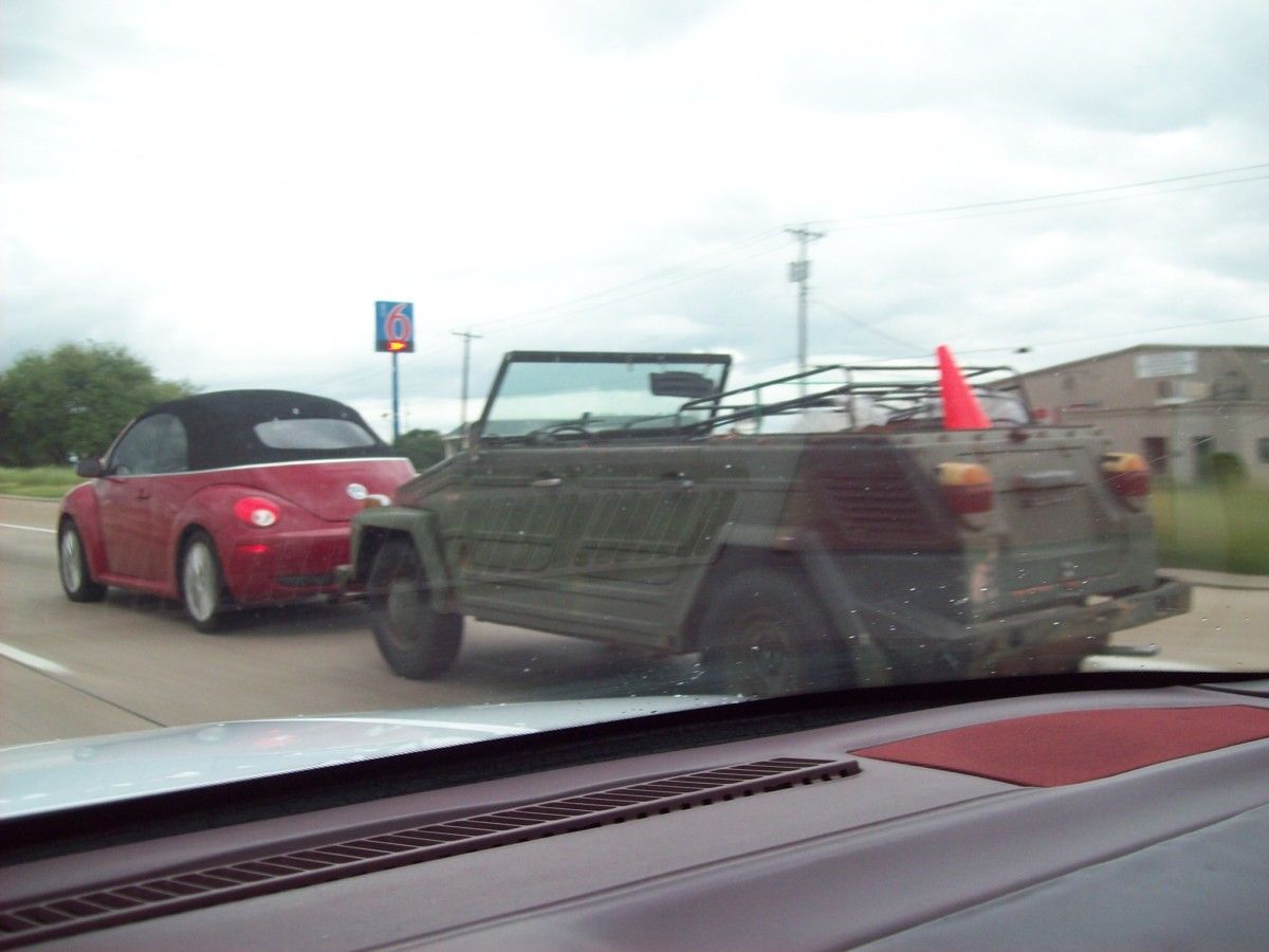 Cohort Pic(k) of the Day: One VW Convertible Towing A Very Different VW Convertible posted by pbell56000