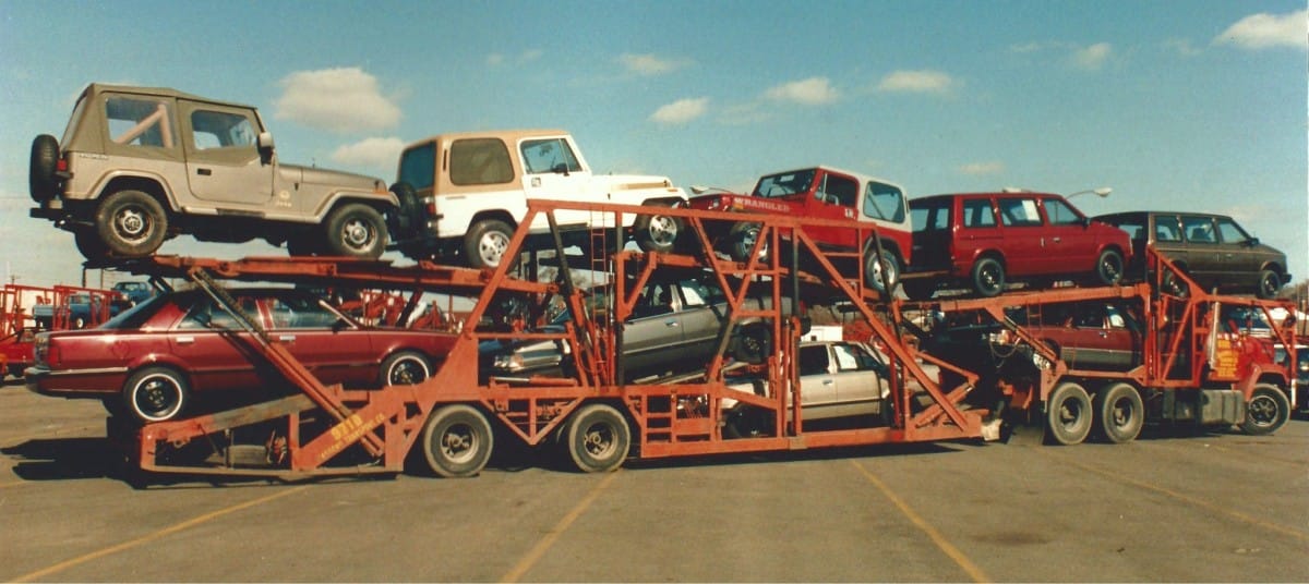 Car Carrier of the Day: A Very Mixed Load of Mopars 8442586394 7c3566c942 k