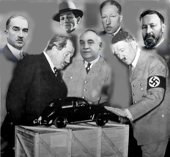 petting the new baby  (l. to r.) Hans Nibel, Ferdinand Porsche, Paul Jaray, Hans Ledwinka, Edmund Rumpler, Adolf Hitler, Josef Ganz &nbsp; Success has many fathers.   No wonder so many [&hellip;]
