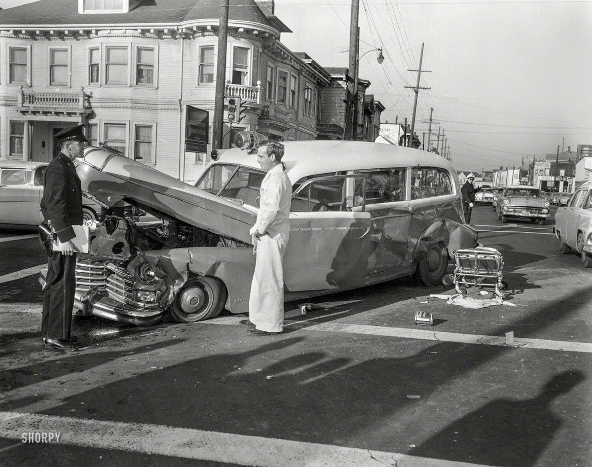 Vintage Photograph: Call An Ambulance! Oh, Never Mind Now if only the Studebaker had been a tow truck. From the second shot (below) it looks like things weren’t too dire.