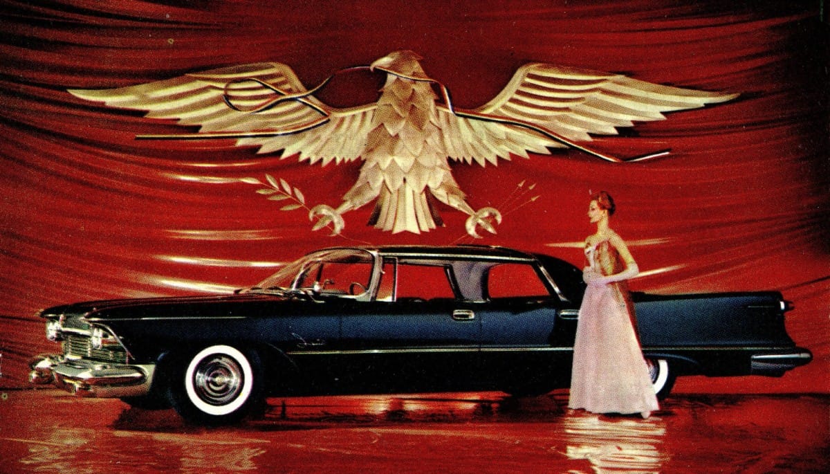 This PR shot for a ’58 Imperial caught me a bit off-guard. So…nationalistic. One could imagine it to be a Soviet limo, but for the woman’s dress and the big [&hellip;]