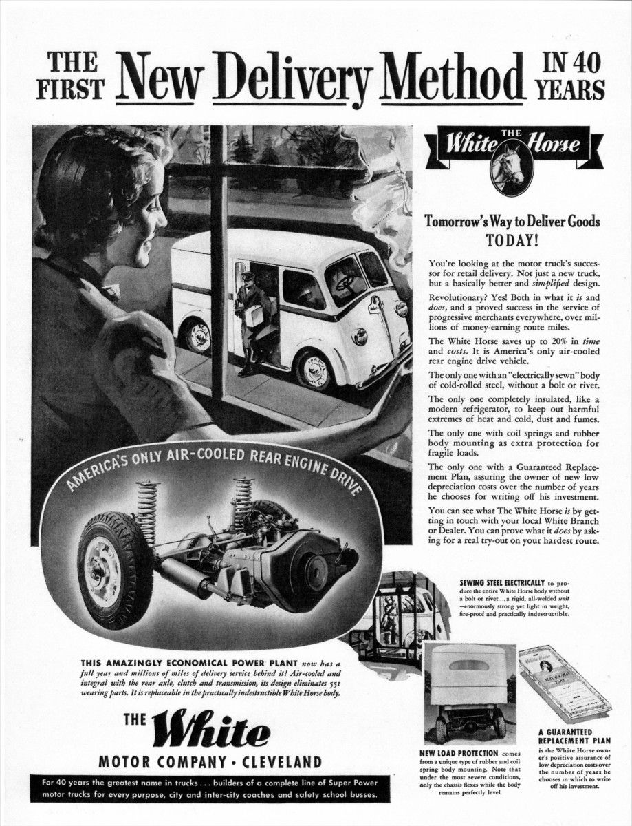 Ten years before the VW bus was conceived, White was a building a delivery van with a rear aircooled boxer four, built by Franklin, and based on one of their [&hellip;]