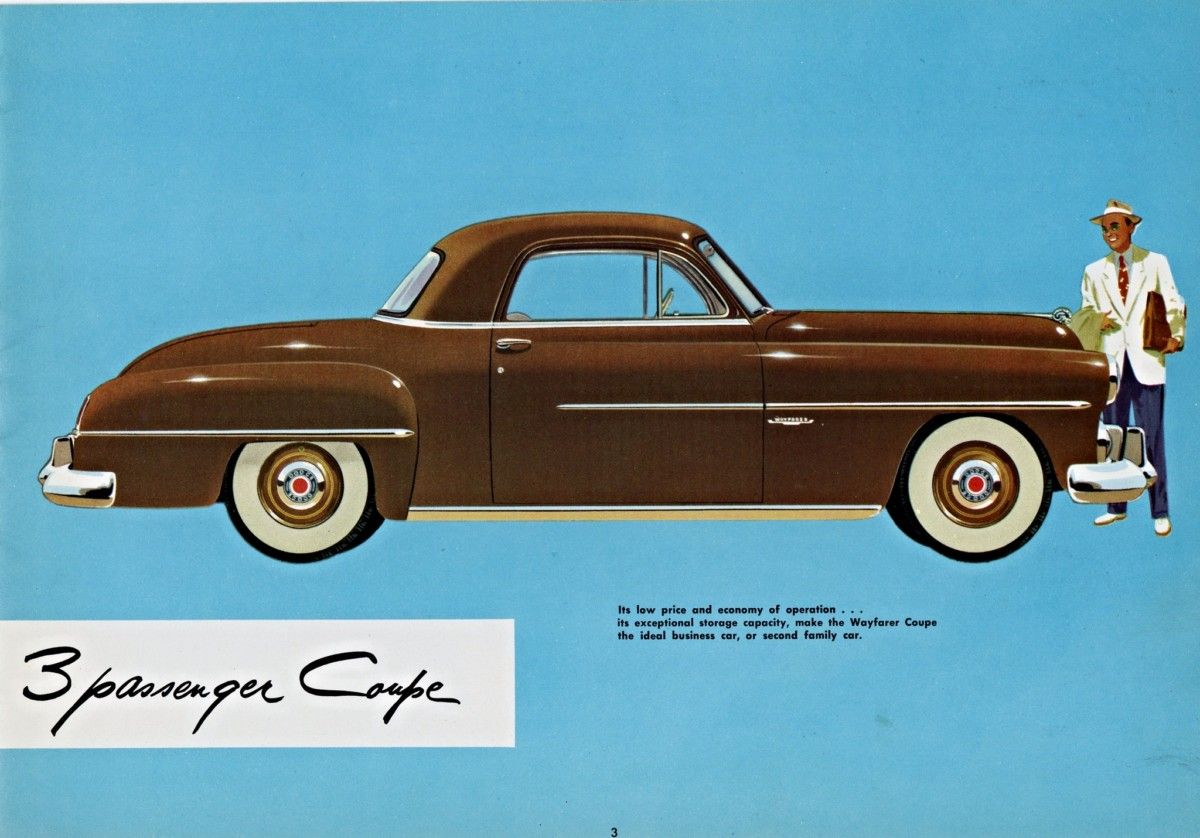 This 1951 Dodge Wayfarer 3 Passenger – Three Window Coupe and its Plymouth Concord stablemate were the last holdouts on a body design that was once quite common. 1952 would [&hellip;]