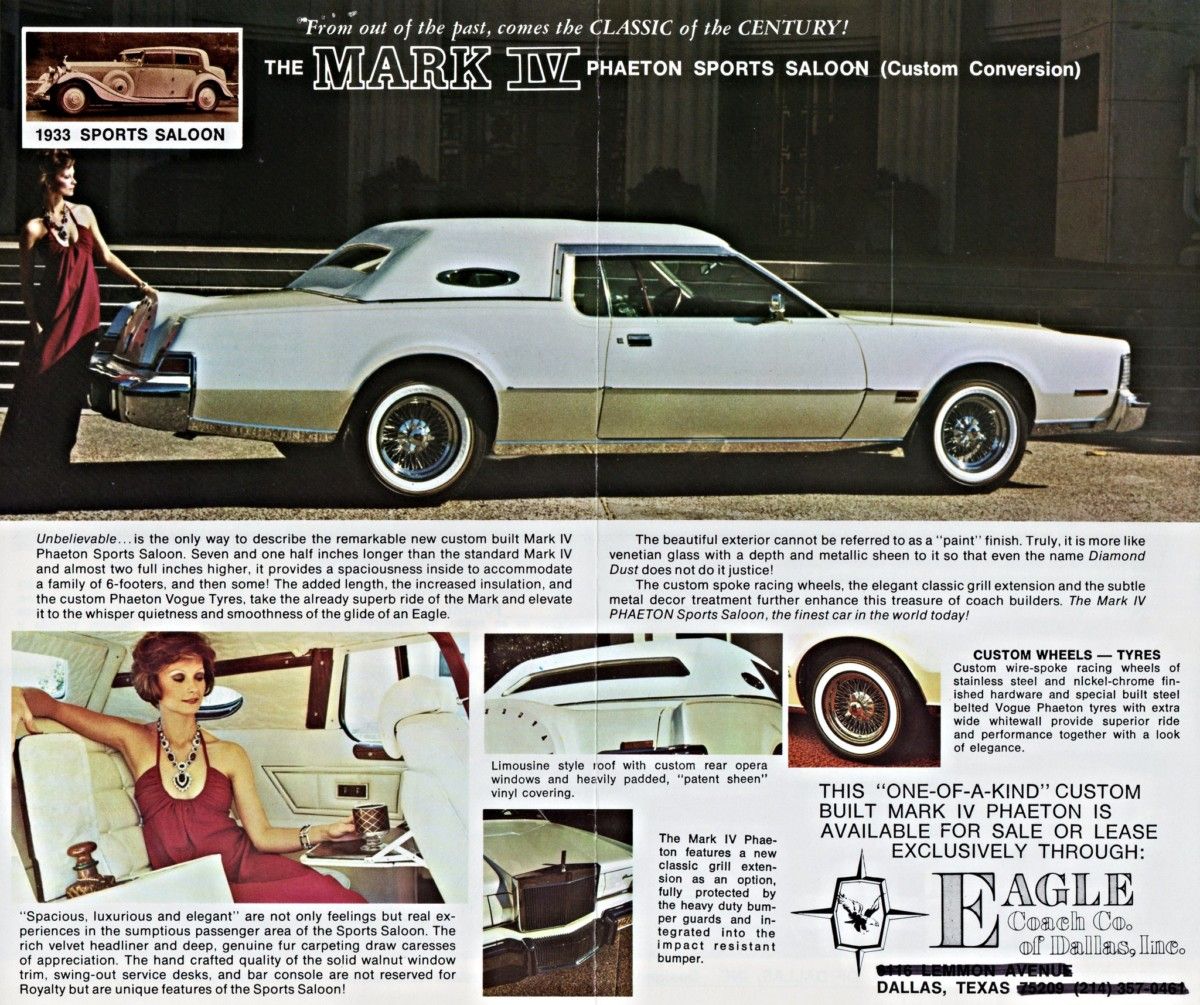 How did this not become a big hit? A Mark IV with a 7.7″ wheelbase stretch (between the back of the doors and the rear axle) and a two inch [&hellip;]