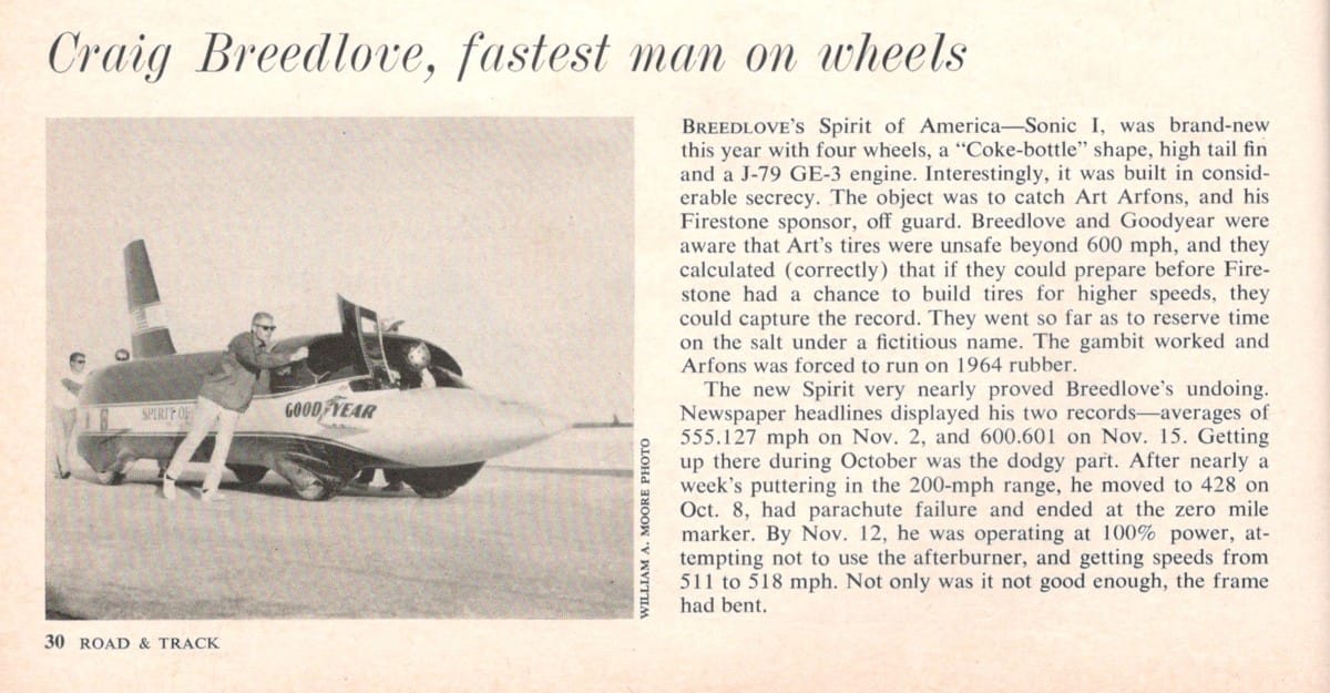 Vintage R&T Feature: A Great Season For Speed (Bonneville, 1966) Here’s a time travel back to the Bonneville Salt Flats in 1966, a year when so many records in different classes were broken.