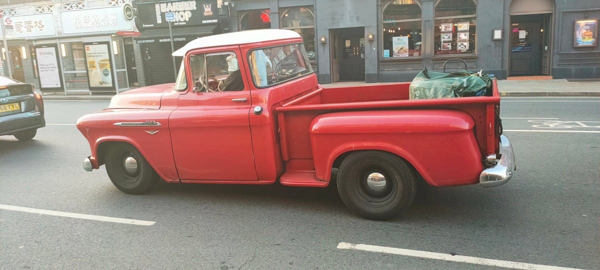 Nathan Williams caught something a bit different rolling down a busy street in London: a 1956 Chevy pickup with what he identified as a large potato sack in its bed. [&hellip;]
