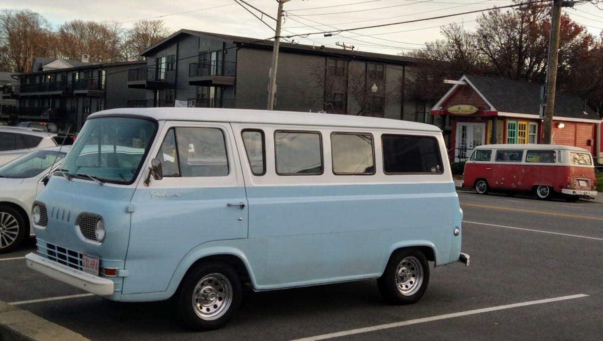 CC reader John K. sent me these shots of a sweet old Falcon (Econoline) van, sitting at the edge of Plymouth harbor, and suitably being photobombed by a VW T2 [&hellip;]