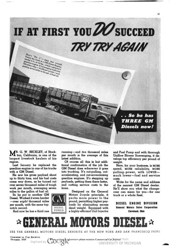 Truck History: 1939 GMC - First Year For The Legendary "Jimmy" Detroit Diesel -- It's Still Being Built 85 Years Later 10 GMC 1939 diesel ad 2