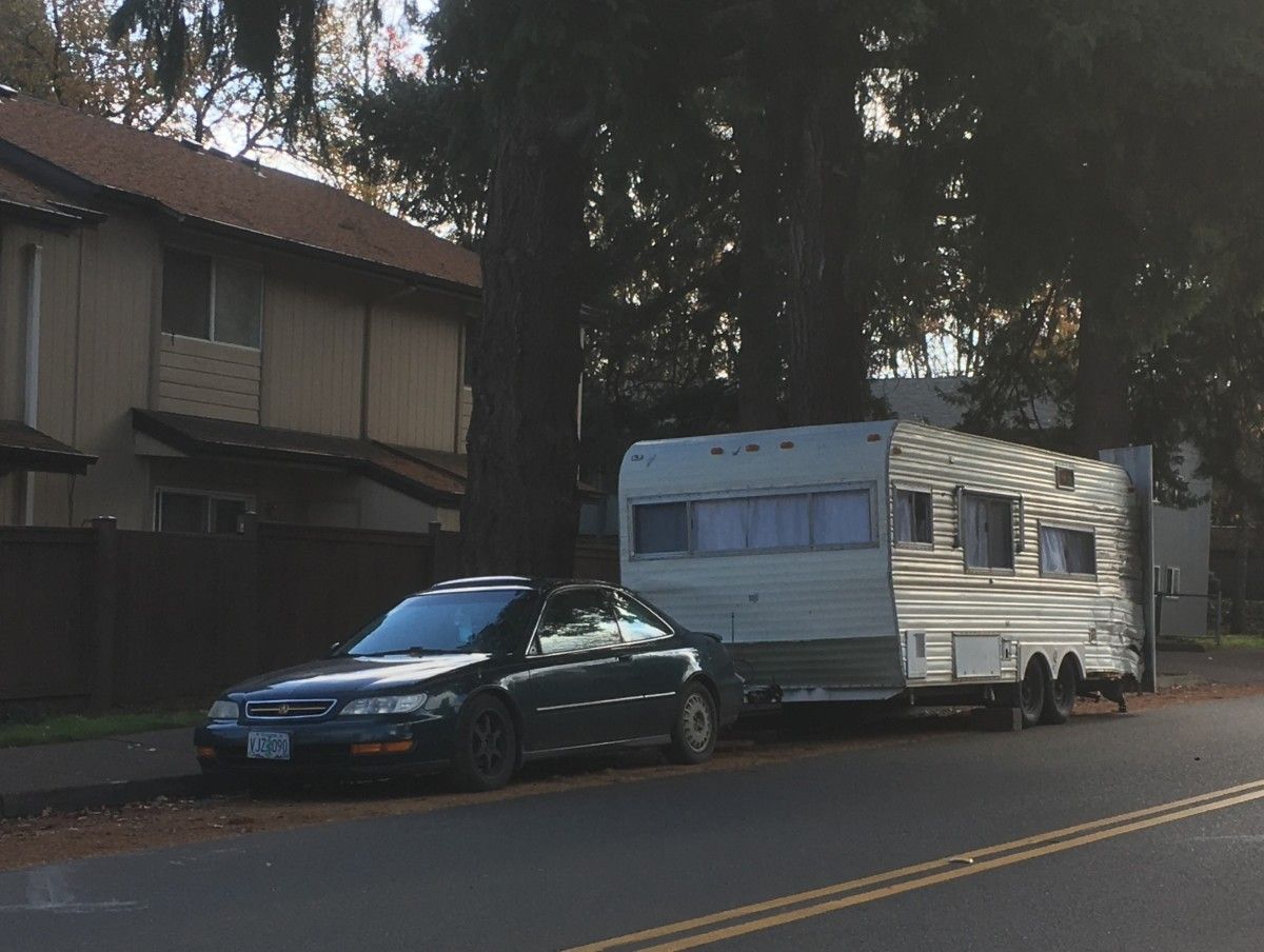 Curbside Outtake: Acura Coupe With Big Trailer It’s been a while, but here’s another addition to my series of small cars with big trailers.
