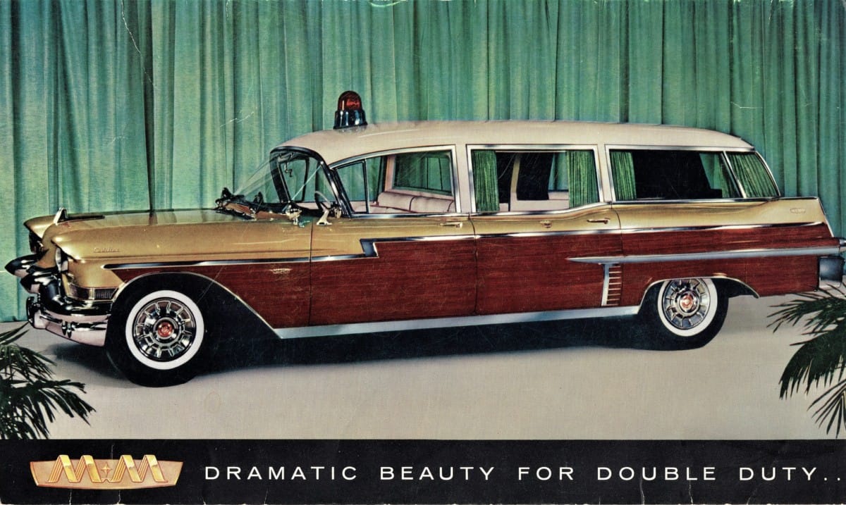Vintage PR Photo: 1957 Miller-Meteor Crestwood Limousine Combination – A Di-Noc Hearse To Die For