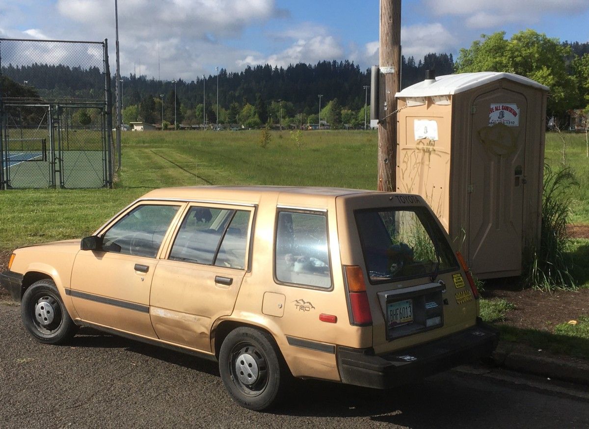 Caption Contest: Toyota Tercel “TRD” Wagon In Front Of Outhouse Once upon a time we used to have Caption Contests here. Finding this Tercel wagon with a “TRD” sticker in this locale rather begs for another.