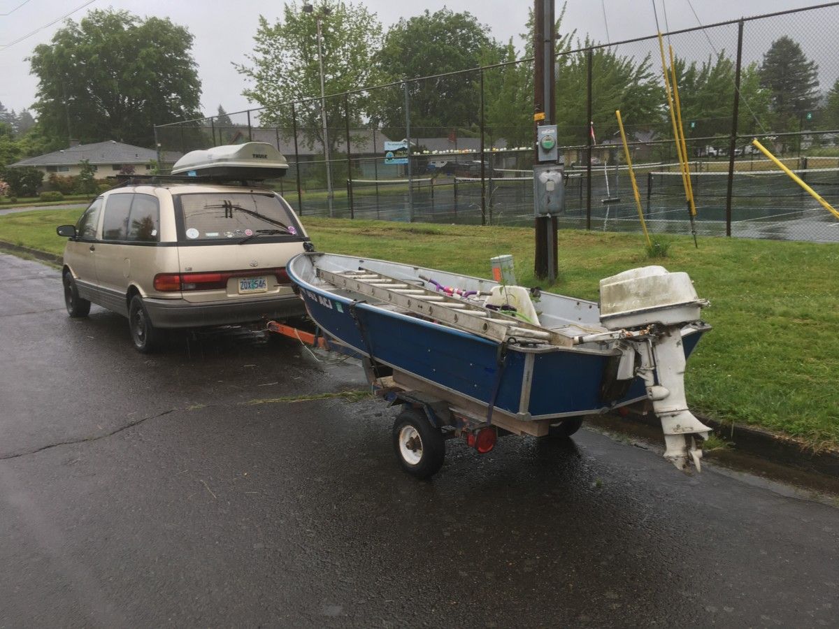 Just a few steps away from the Subaru Legacy with a backpack that I posted yesterday was this Toyota Previa towing a smallish boat with a vintage outboard. At first [&hellip;]