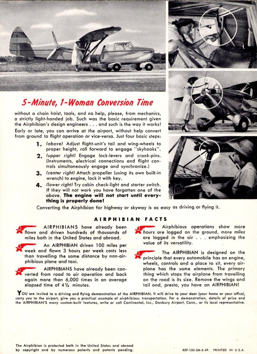 Vintage Ad: 1949 Fulton Airphibian – Another Flying Car That Never Took Off I’m pretty sure someone must have compiled all of the flying cars that we were promised over the decades, but here’s another addition to the ones I’ve seen.