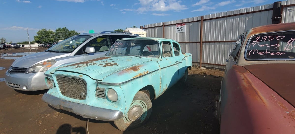 Here are a couple of more finds from canadiancatgreen at the Cohort. First, a 4-door Studebaker Lark, which could be a ’59 or a ’60. Oddly, the windshield chalk marks [&hellip;]