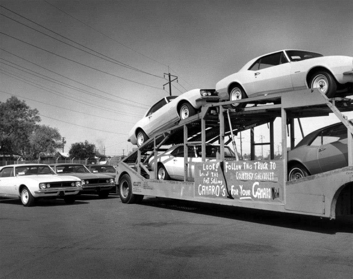 “LOOK! Lots oF The Fast Selling CAMARO’s. Follow This TRUCK TO COURTESY CHEVROLET For Your CAMARO NOW”