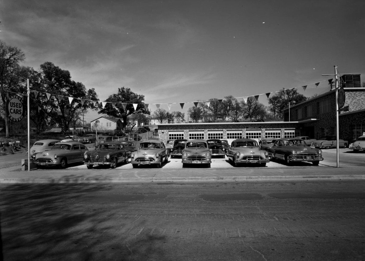 The Goad Motor Company was a Cadillac and Oldsmobile dealer in Austin. Here’s their used car lot, at 1214 W. 6th Street in 1952.