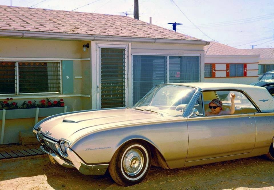 Wordless Vintage Snapshots: 1961 Ford Thunderbird & 1956 Cadillac – Learning To Love A Marque From An Early Age