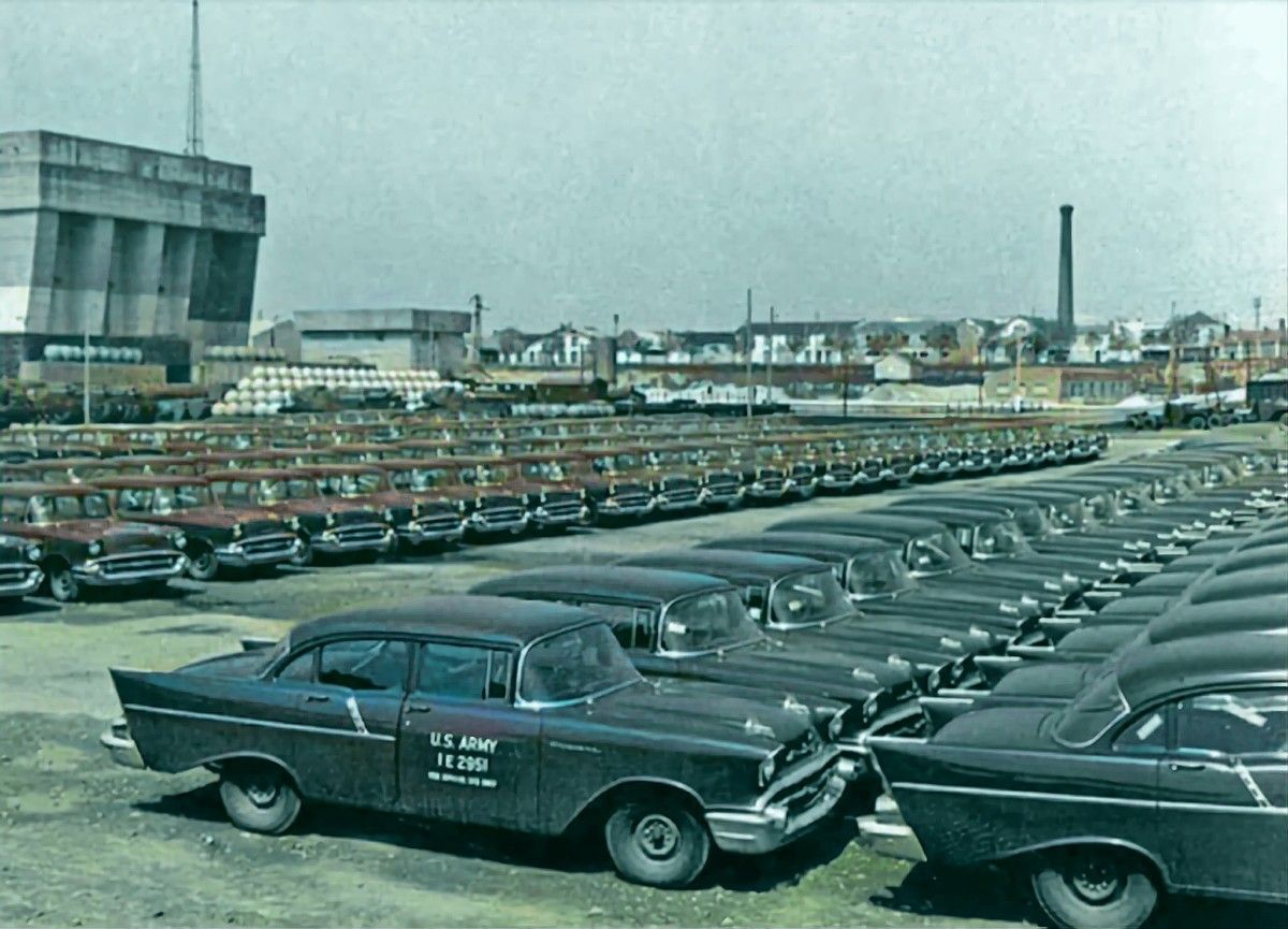Vintage Photo: A Battalion Of ’57 Chevys For The Troops Too bad they weren’t 2-door V8s; the Army would have gotten much more for them when it came time to sell them.