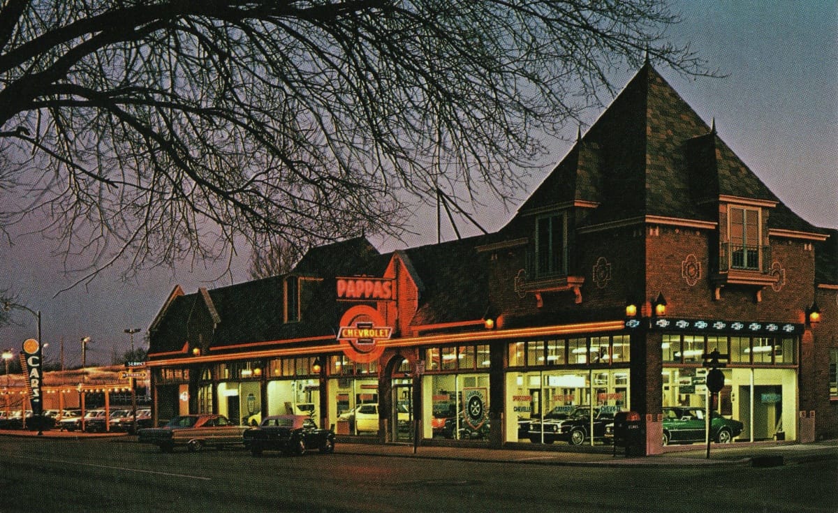 Vintage Dealer Postcards: Chevrolet Dealers, Late ’50s – ’70s Pappas Chevrolet, Kansas City MO, 1967.