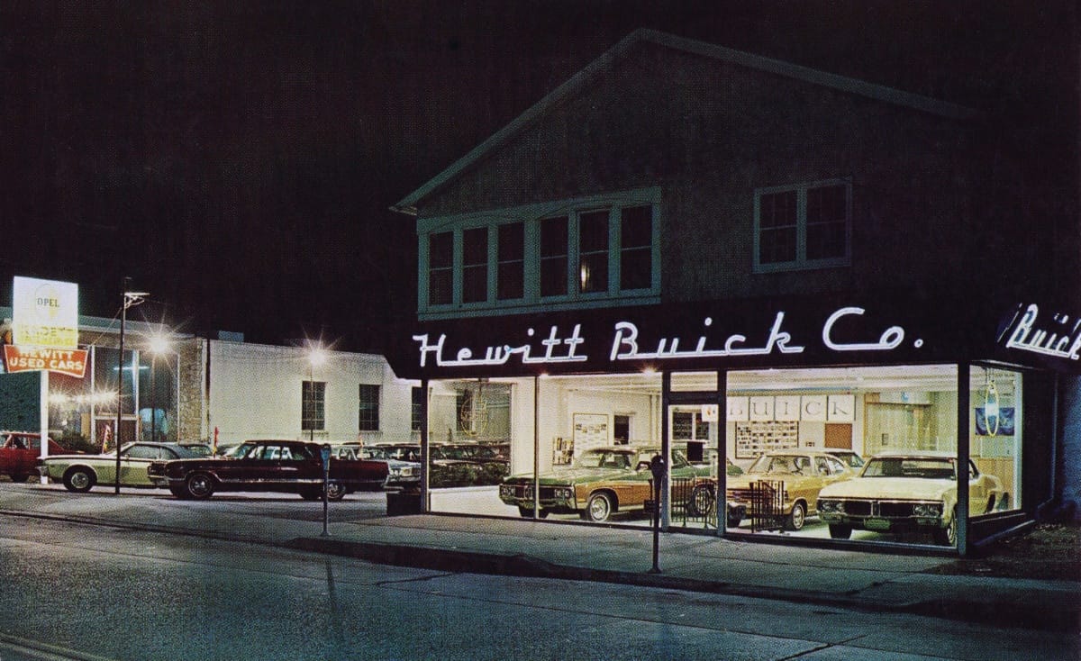 Vintage Dealer Postcards: Buick Dealers – 1950s to 1960s Hewitt Buick Co., Hatboro PA, 1969.