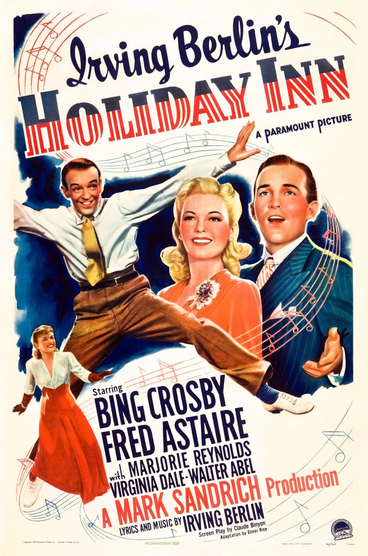 Automotive History: 1949–1970 Oldsmobile Holiday Hardtop – A Holiday In Lansing (With Apologies To Irving Berlin) 2 1942 poster image for Irving Berlin's HOLIDAY INN, "A Paramount Picture," with illustrations of stars Bing Crosby, Fred Astair, Marjorie Reynodls, and Walter Abel, listed as "A Mark Sandrich Production"
