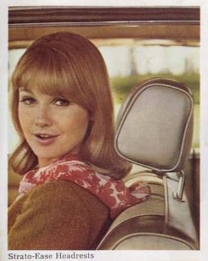 Vintage Car Life Review: 1967 Chevrolet Impala SS 427 – "A Family Car For A Swinging Family" 18 1967 brochure excerpt with a white female model demonstrating the Strato-Ease headrests in a full-size Chevrolet