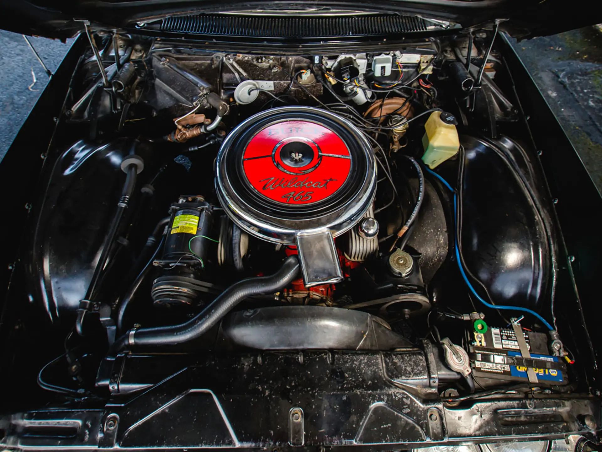 1966 Buick Riviera Versus 1966 Oldsmobile Toronado – Closely Related, Yet So Different (Part 1) 26 Buick 425 "Wildcat 465" engine under the hood of a Regal Black 1966 Buick Riviera GS