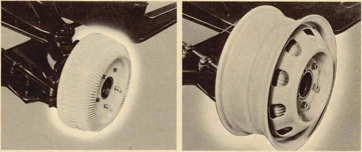 1966 Buick Riviera Versus 1966 Oldsmobile Toronado – Closely Related, Yet So Different (Part 1) 31 Engineering illustration of the 1966 Oldsmobile Toronado finned drum brake,alone and with the wheel installed