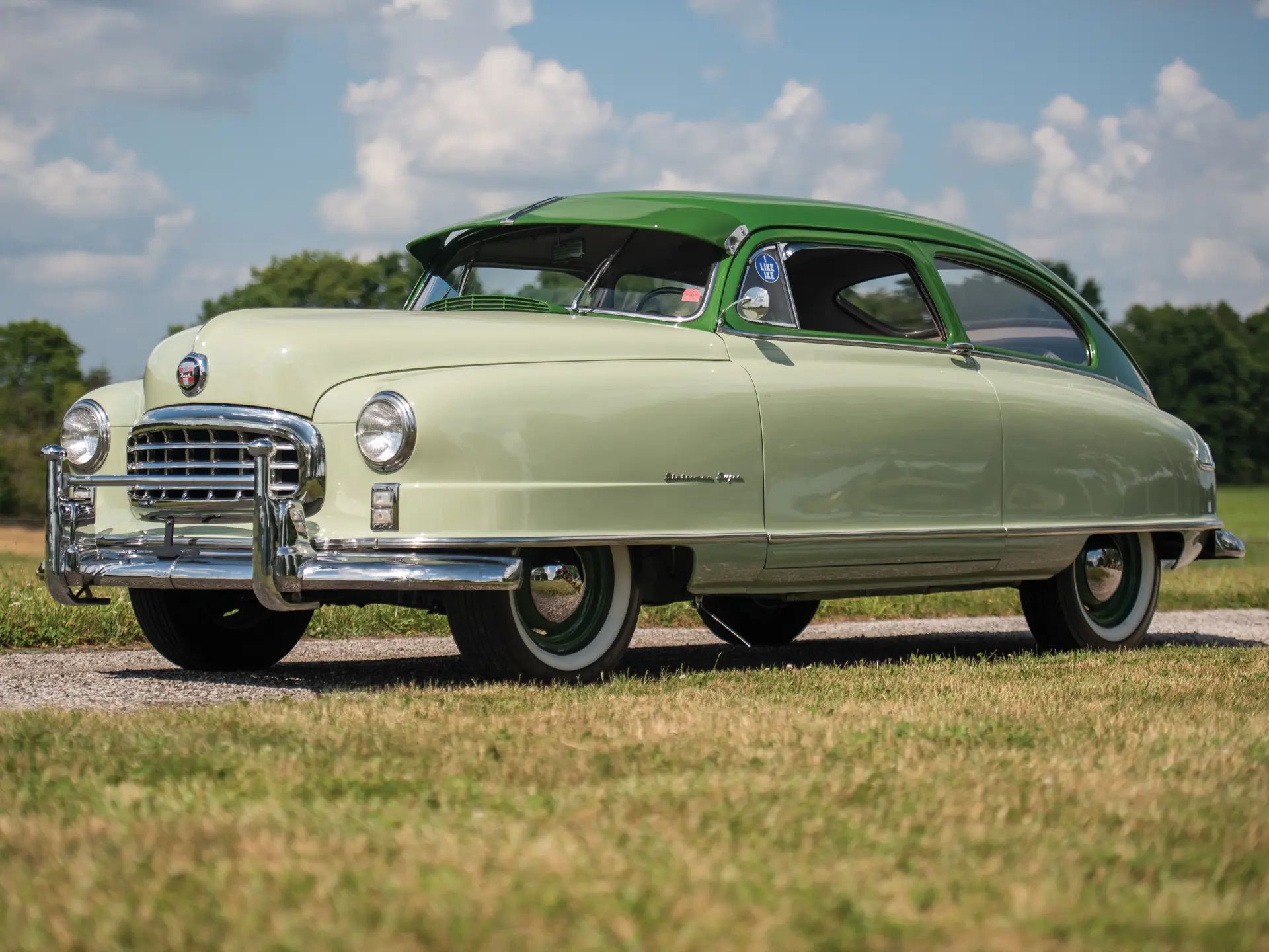 1950 Nash Rambler Convertible Landau: Adorable, Thrifty, But Not Cheap 22 Left front 3q view of a two-tone green 1950 Nash Statesman Super