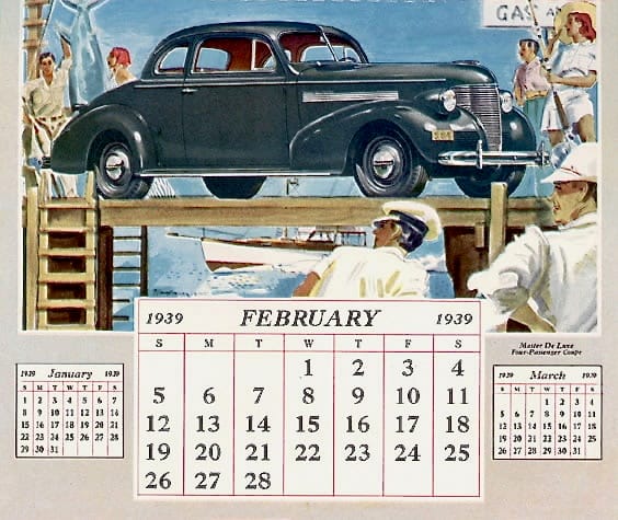 Automotive Calendars: The Ephemera That Keeps On Giving 3 1939 Chevrolet Calendar 3902b jpg