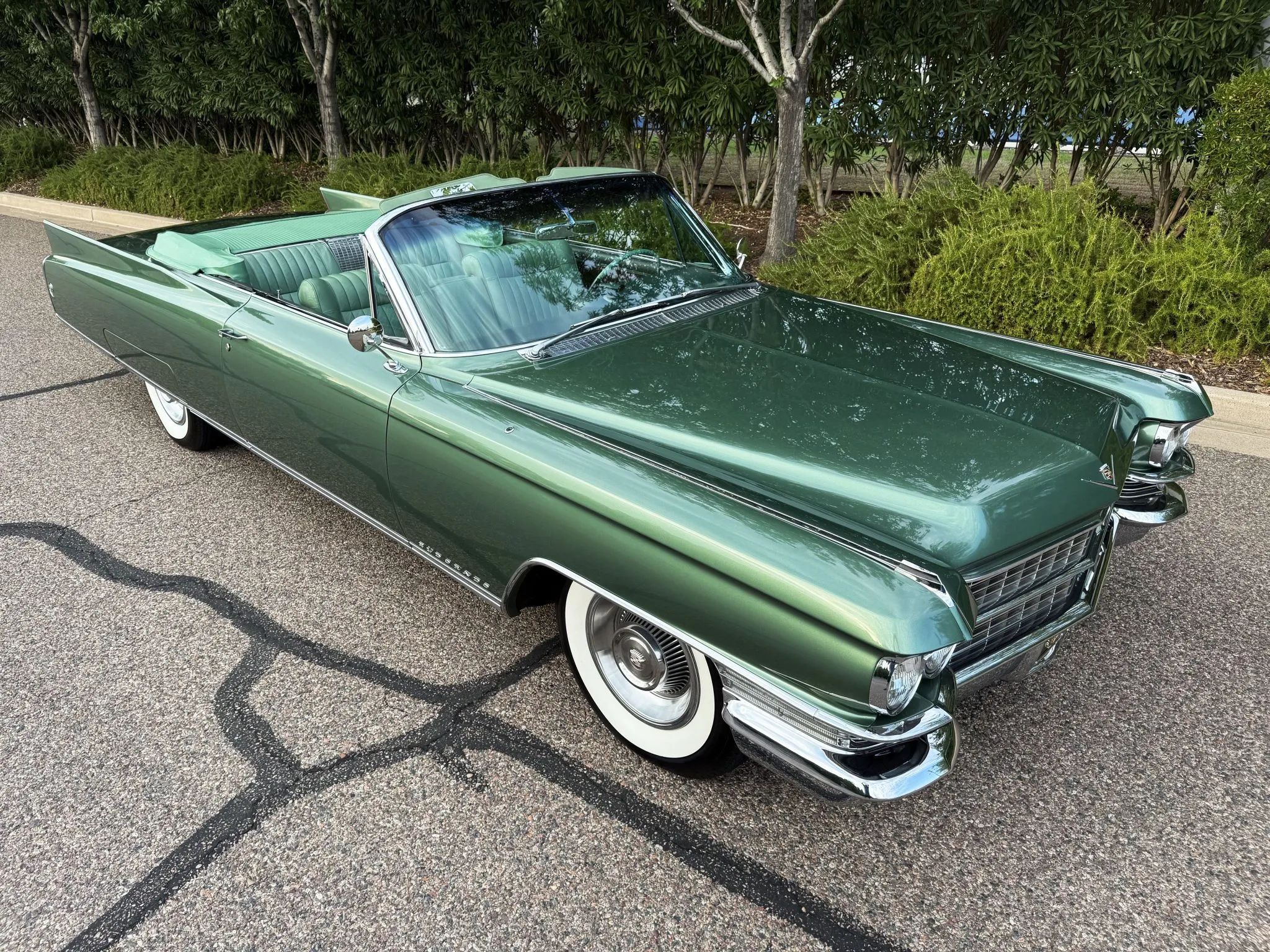 Color-Coordinated Cadillacs: Colorful Eldorados, De Villes, And Fleetwood Broughams 16 Right front 3q view of a 1963 Cadillac Eldorado convertible with the top down