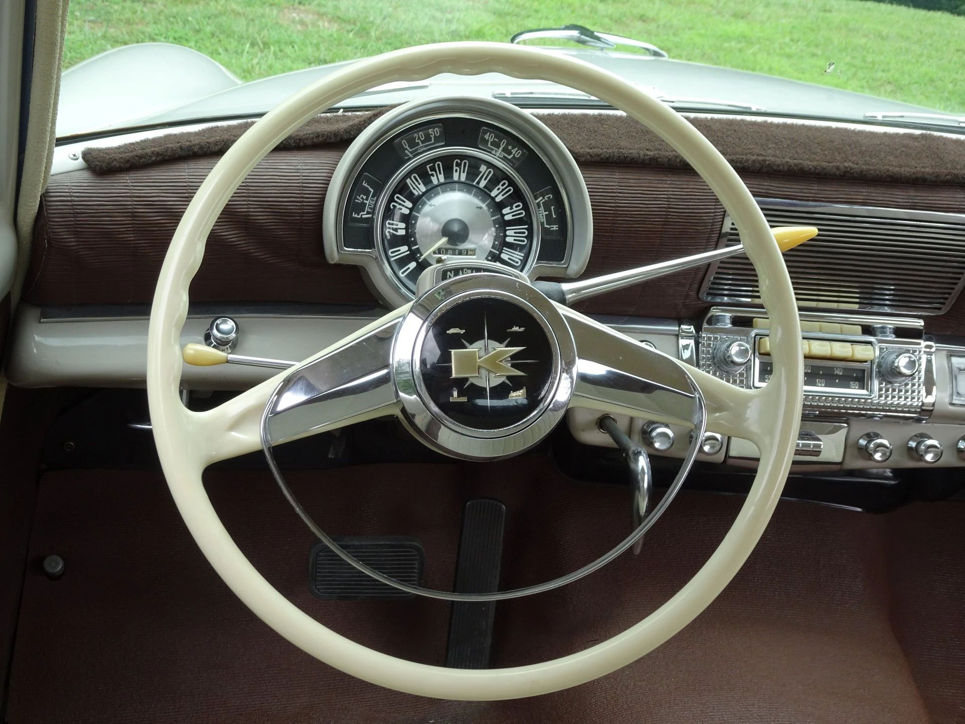 From Chrome To Clear Plastic: Bold Steering Wheels Of The 1950s & 1960s 11 Steering wheel and dashboard of a 1953 Kaiser Manhattan