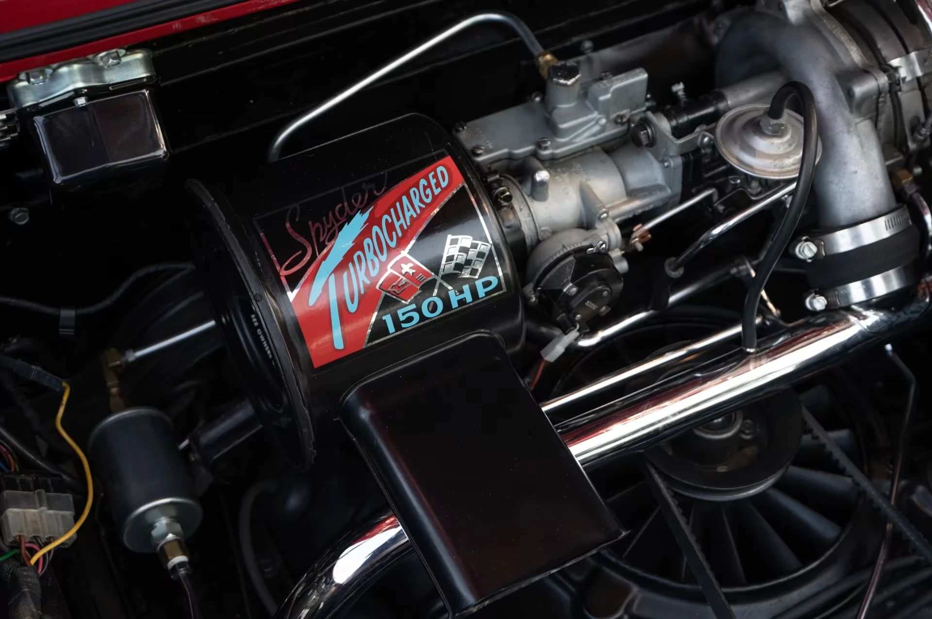 Turbocharged engine in a 1963 Chevrolet Corvair Monza Spyder