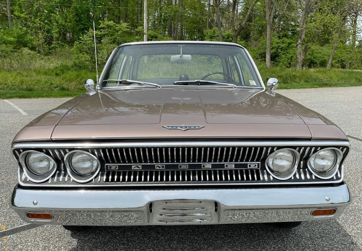 Front view of a coral 1963 Rambler Classic 660 sedan