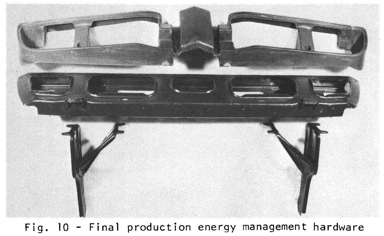 Vintage M/T Road Test: 1979 Pontiac Firebird Formula – Last Call For The Hot L78/W72 Pontiac 400 V8 6 B&W photo of the 1979 Pontiac Firebird bumper structure, labeled "Fig. 10 – Final production energy management hardware"