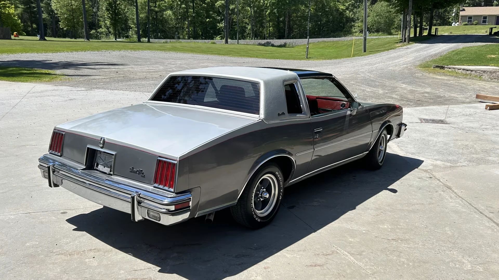 Vintage M/T Road Test: 1979 Pontiac Grand Prix SJ – Rare 4-Speed Manual In A Pontiac PLC Placeholder 14 Right rear 3q view of a two-tone silver and gray 1979 Pontiac Grand Prix