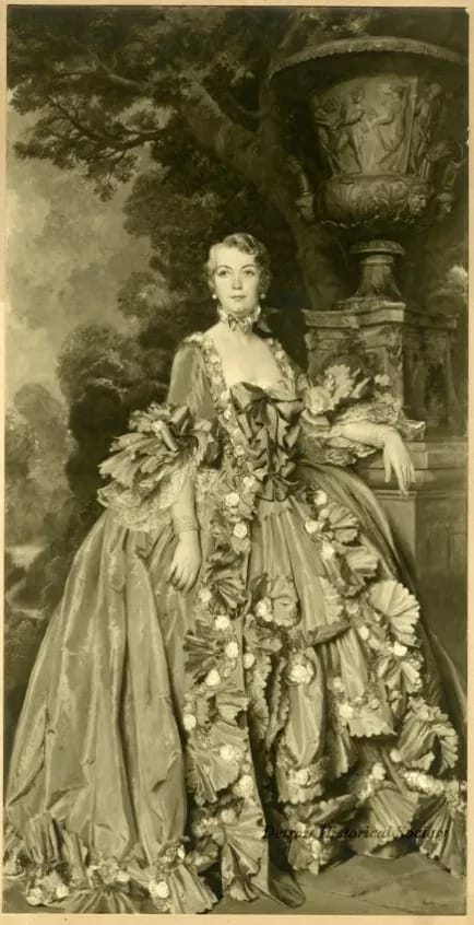 1938 Packard Twelve Town Car By Rollston: A Packard Fit For The Dodge Family 2 Mounted sepia-toned photograph taken of a full-length portrait painting of Anna Thompson Dodge, depicted as Madame de Pompadour, by Sir Gerald Kelly. A "Paul Laib, Fine Arts Photographer, 3, Thistle Grove, Drayton Gardens, S. Kensington" stamp is on the verso.