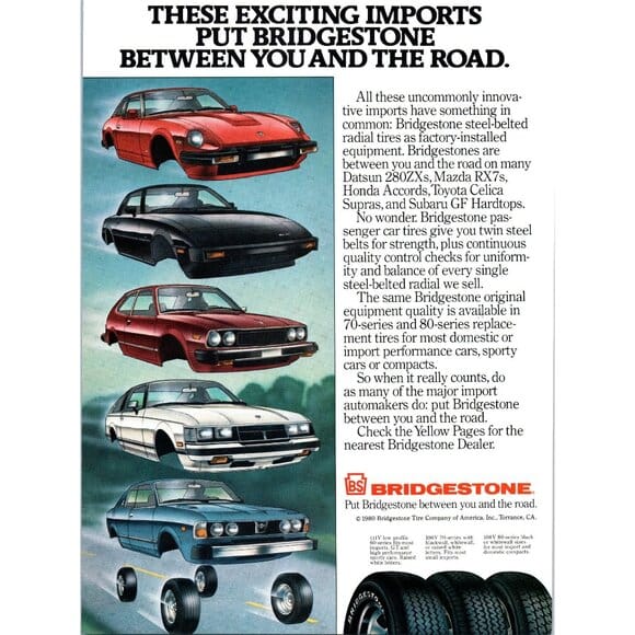 My 1982 Datsun (by Nissan) 280ZX: Rust Never Sleeps (Part 2) 4 Bridgestone ad