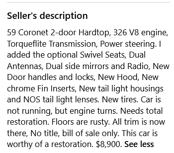 Screenshot 2025 10 16 at 11 28 32 1959 Dodge coronet Boats Bunker Hill West Virginia Facebook Marketplace Facebook