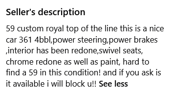 Screenshot 2025 10 16 at 11 29 05 1959 Dodge custom royal Cars Trucks Hamburg New York Facebook Marketplace Facebook
