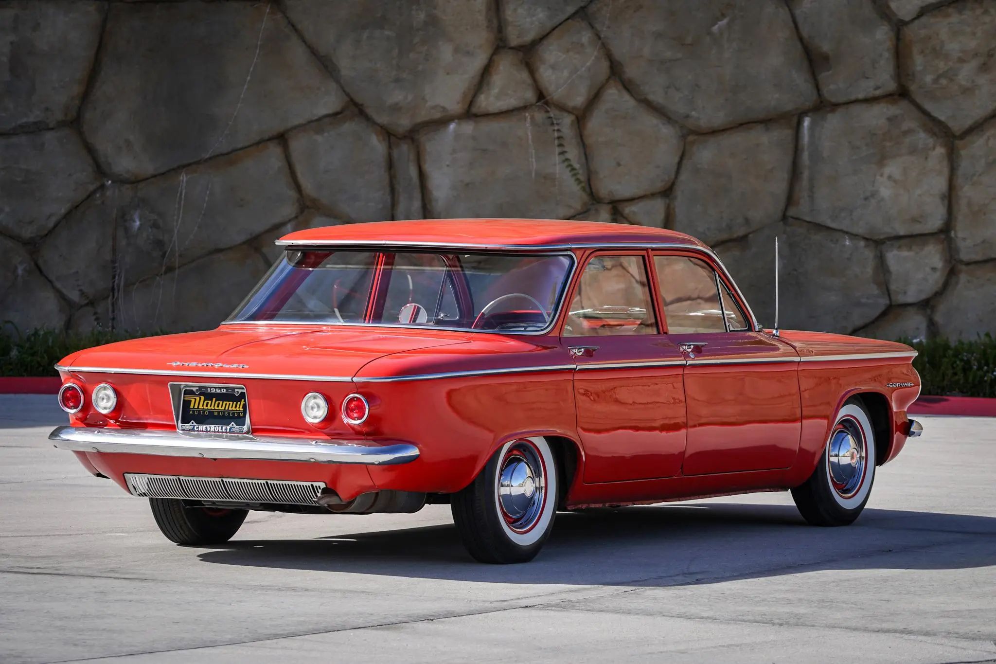How Aerodynamic Were Old Cars? Here's Actual Wind Tunnel Data On Some 1960 Models. 14 Right rear 3q view of a Roman Red 1960 Chevrolet Corvair sedan