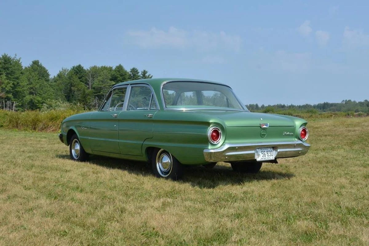 How Aerodynamic Were Old Cars? Here's Actual Wind Tunnel Data On Some 1960 Models. 16 Left rear 3q view of a Meadowvale Green 1960 Ford Falcon four-door sedan